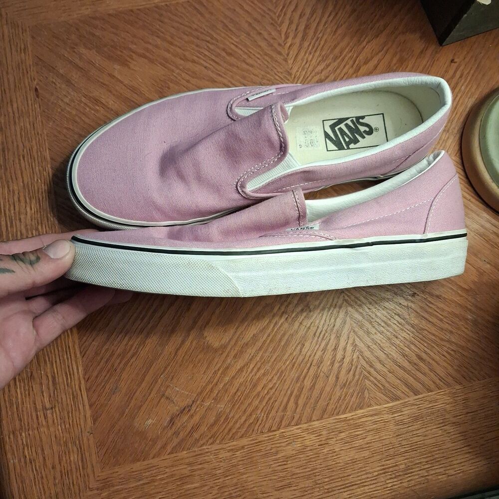 Vans White Pink Classic Slip On Unisex Low Top Women Size 9.5 Men Size 8 Adult - Picture 5 of 10